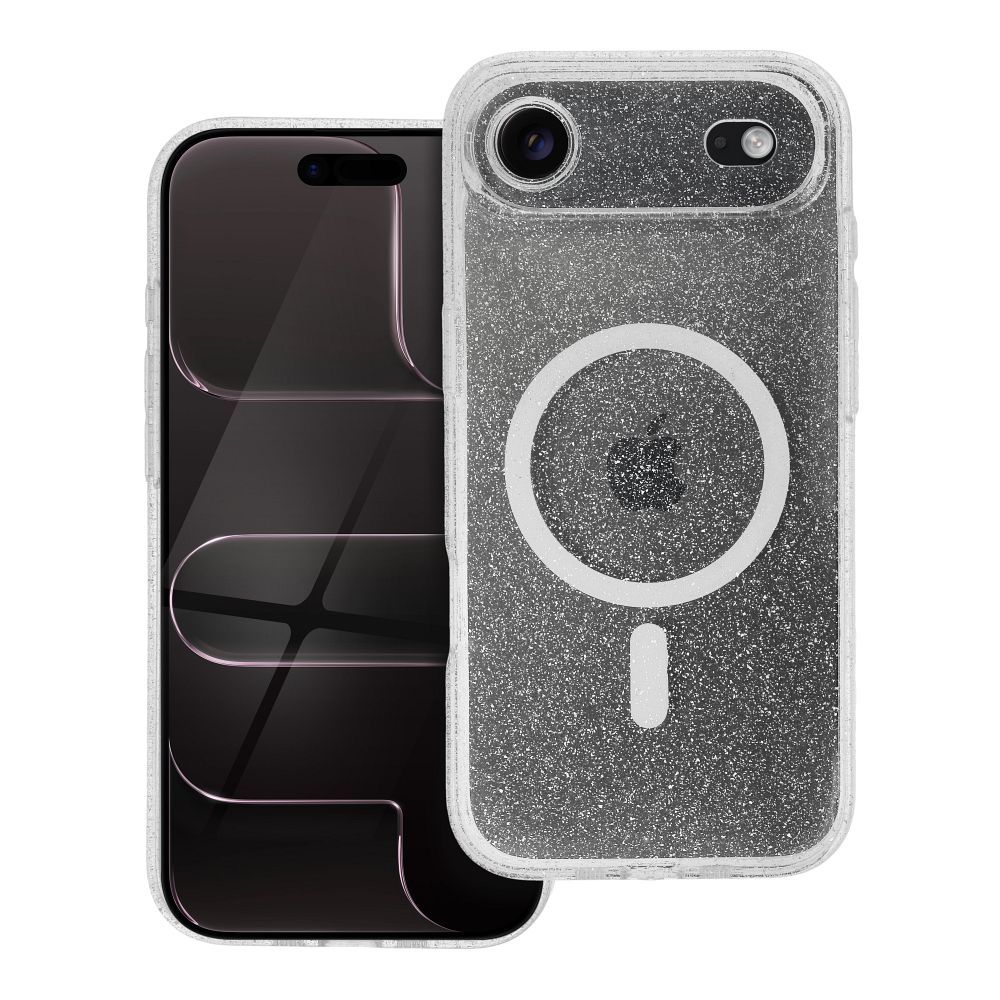 Suojakuori iPhone 17 AIR:lle Clear Mag Cover (STR / CAMERA PROTECTION) yhteensopiva MagSafen kanssa läpinäkyvä glitter
