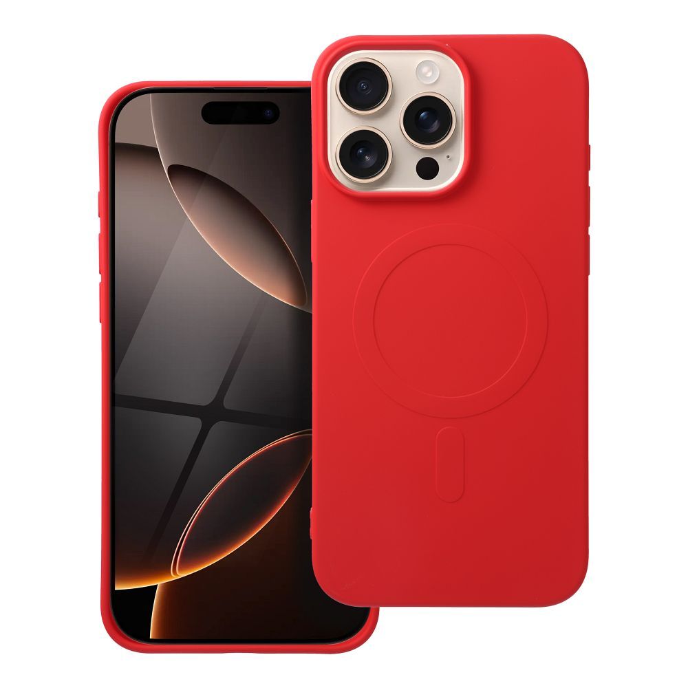 Silikoninen Mag Cover iPhone 16 PRO MAX:lle yhteensopiva MagSafen kanssa (iso reikä) punainen