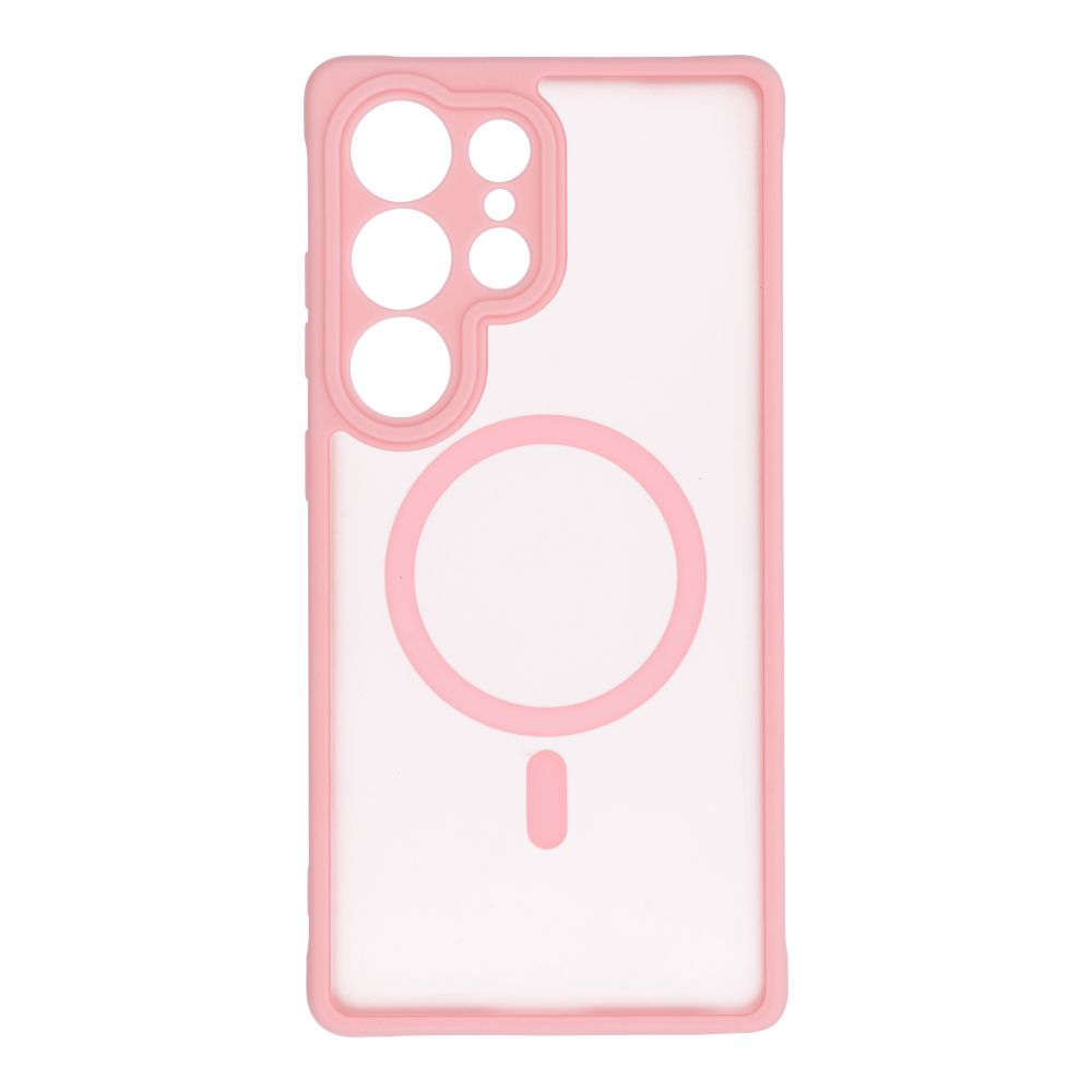 Suojakuori Samsung S25 PLUS:lle Full Matte Mag Cover yhteensopiva MagSafe vaaleanpunainen