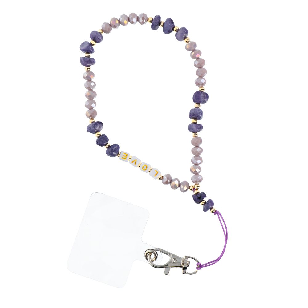 LOVE Puhelimen nauha / narun pituus 44 cm (22 cm silmukassa) / käteen - violetti
