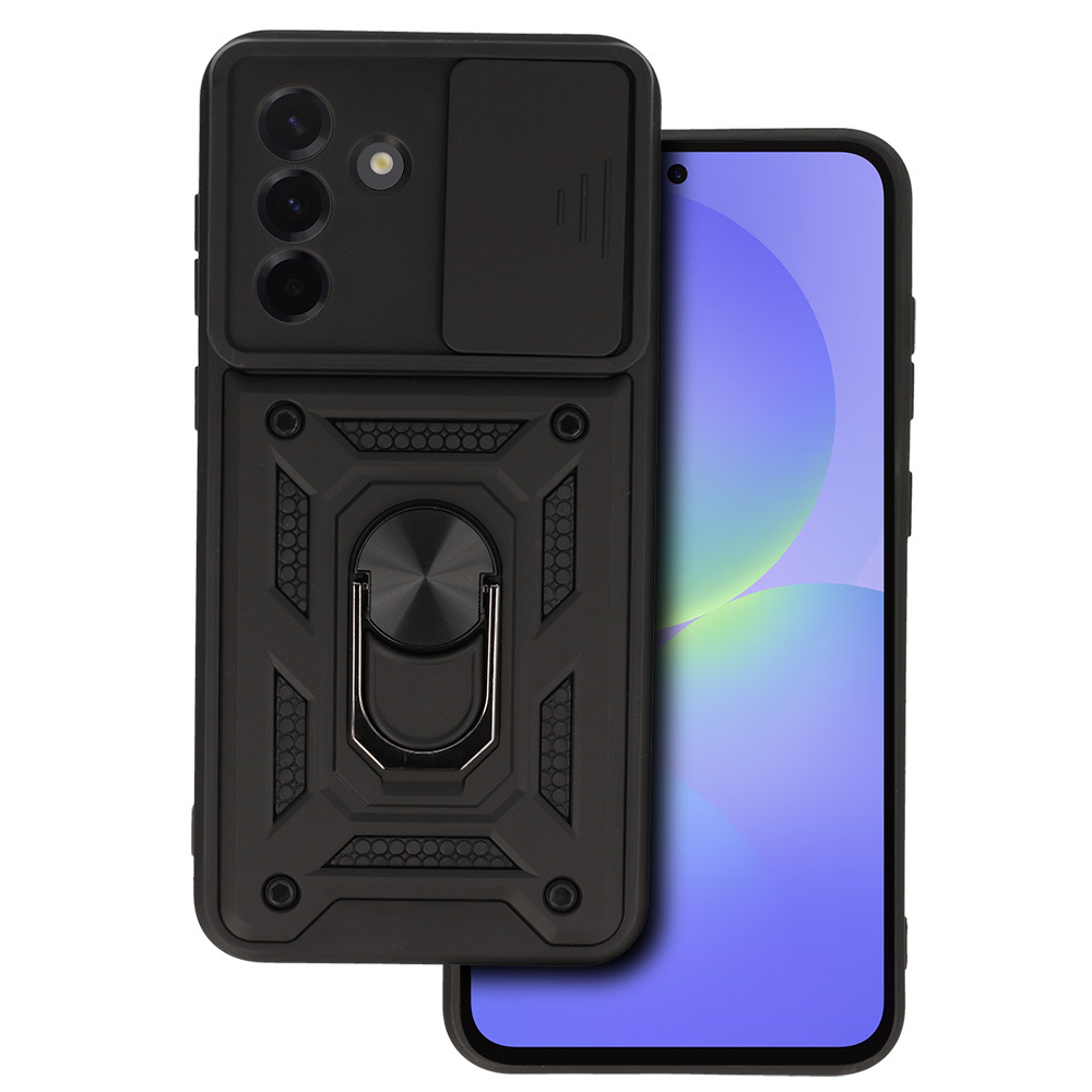 Slide Camera Armor Suojakuori Samsung Galaxy A36 5G:lle musta