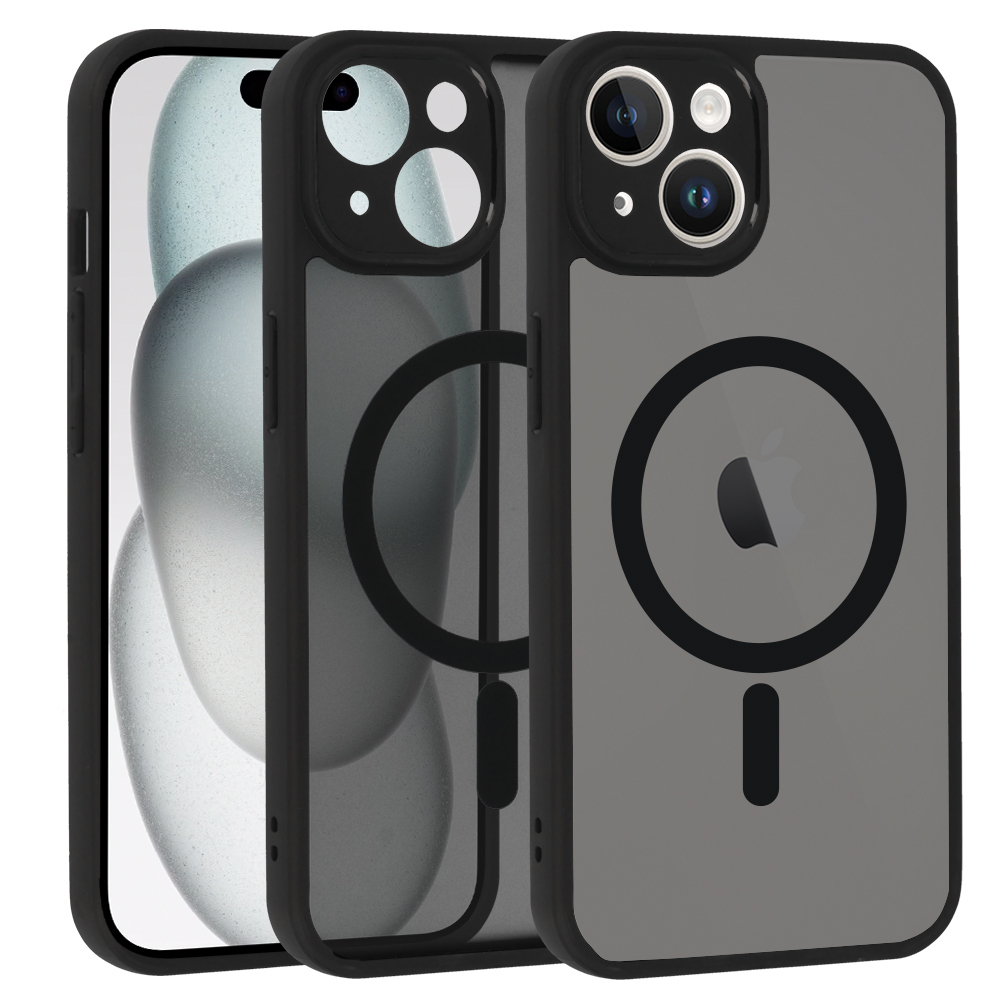Täysin matta Mag -puhelinkuori iPhone 14 musta