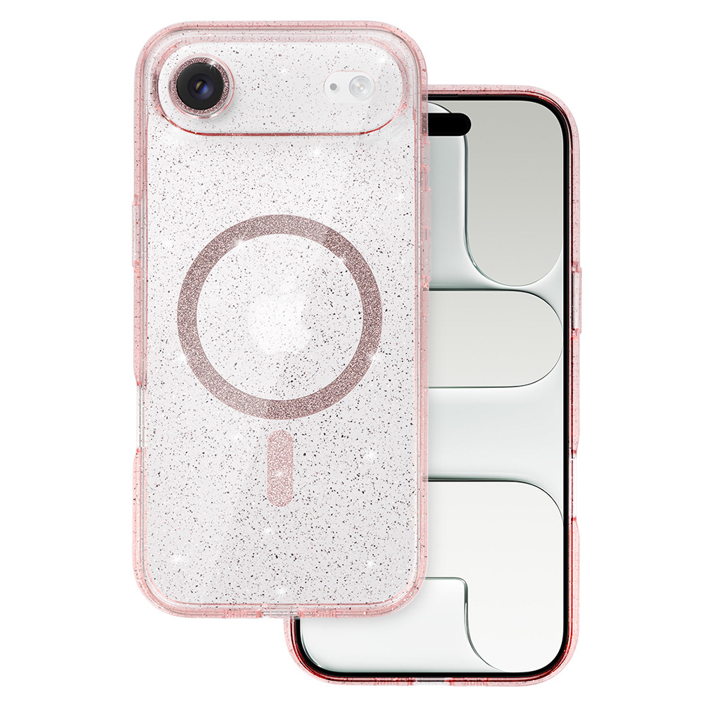 Glitter MagSafe Suojakuori iPhone 17 Air:lle vaaleanpunainen kirkas
