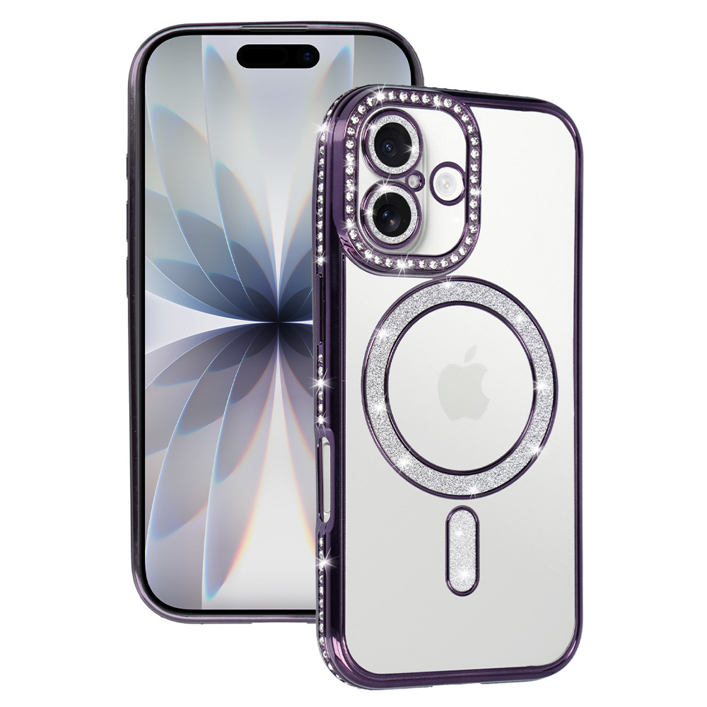 Bling MagSafe Suojakuori iPhone 17:lle violetti