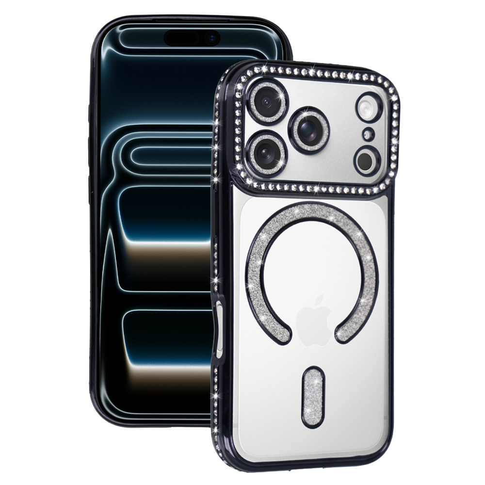 Bling MagSafe Suojakuori iPhone 17 Pro:lle musta