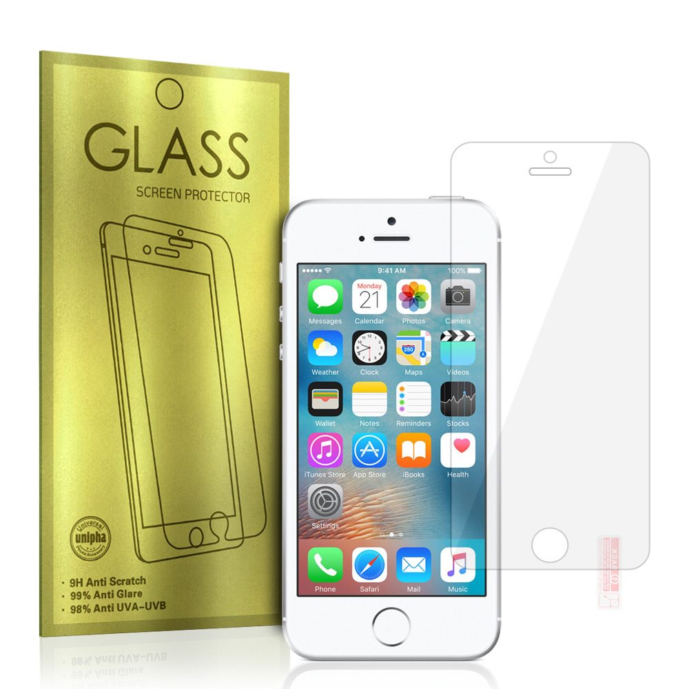 Karkaistu lasi Gold iPhone 5 / 5G / 5S / SE / 6C:lle