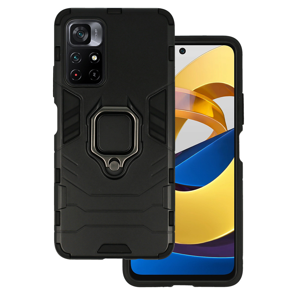 Ring Armor Suojakuori Xiaomi Redmi Note 11 5G/Note 11S 5G/Poco M4 Pro 5G:lle musta