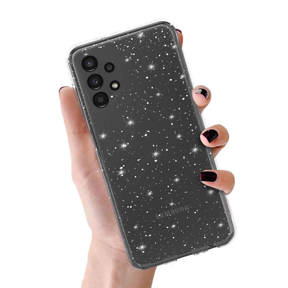 Crystal Glitter Suojakuori Samsung Galaxy A13 4G:lle hopeinen