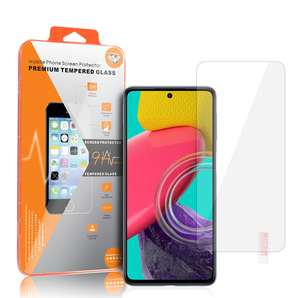 Karkaistu lasi oranssi kehys Samsung Galaxy M53 5G:lle
