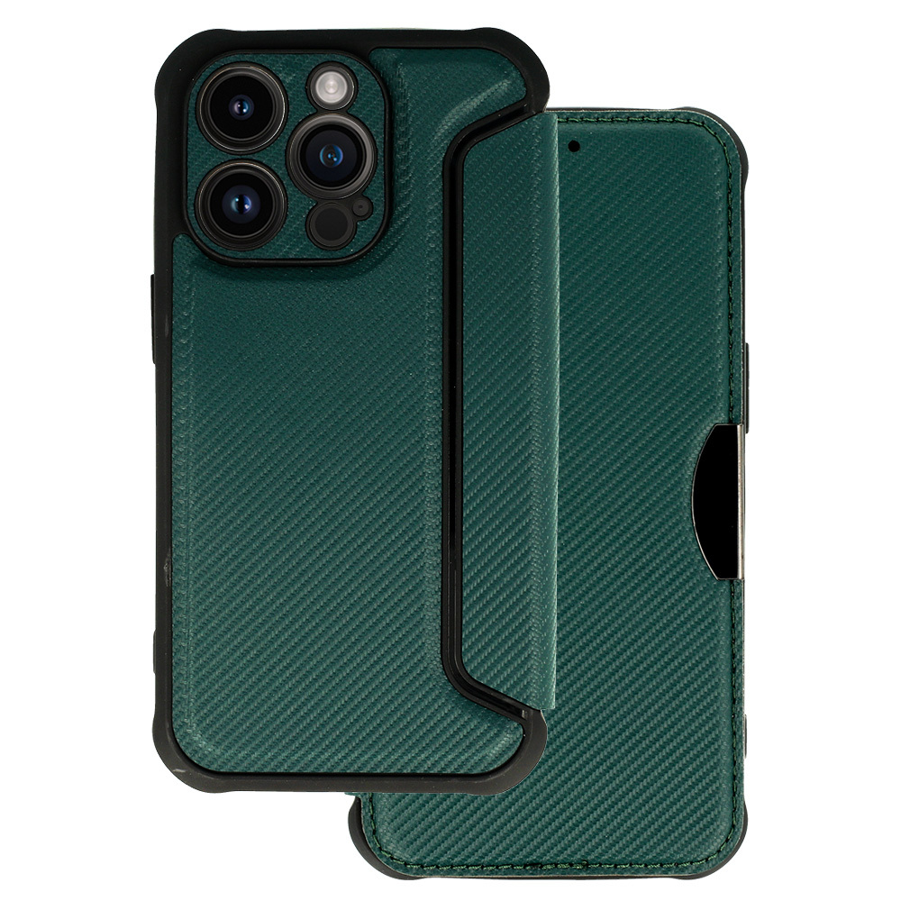 Razor Carbon Läppäsuojakuori iPhone 14 Pro:lle tummanvihreä