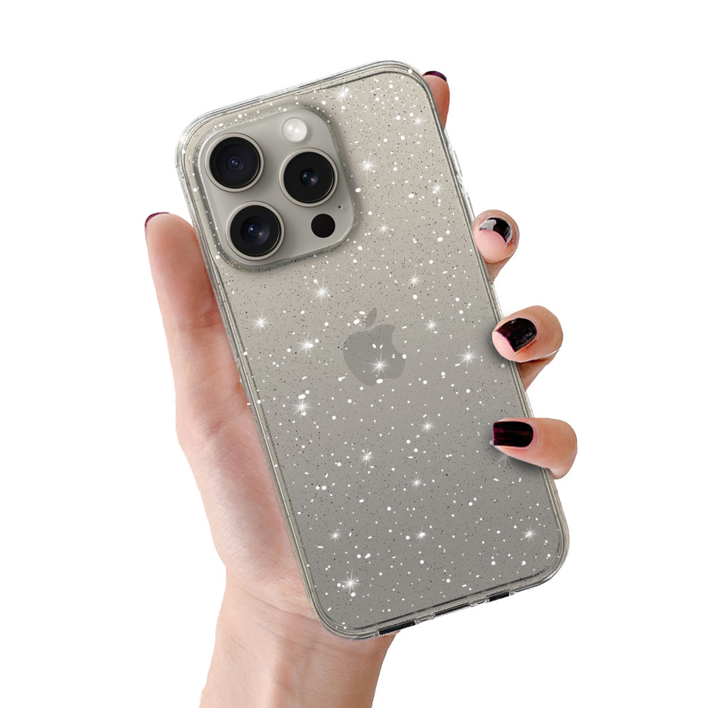 Crystal Glitter Suojakuori iPhone 15 Pro Max:lle - hopeinen