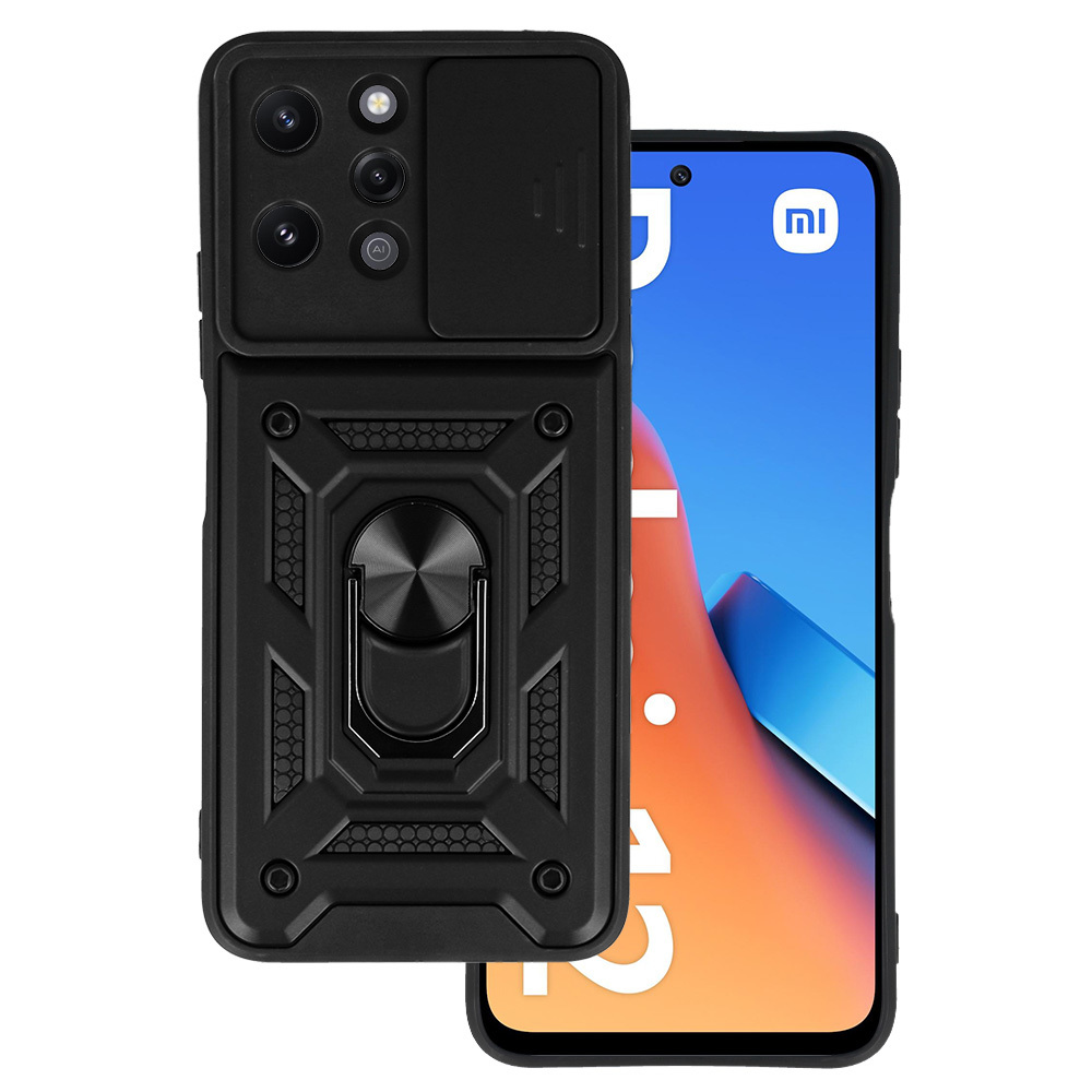 Slide Camera Armor Suojakuori Xiaomi Redmi 12:lle - musta