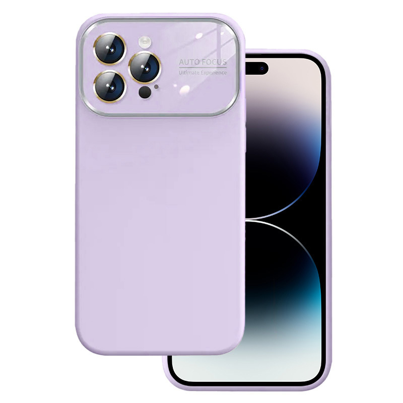 Pehmeä silikonisuojakuori linssillä iPhone 14 Pro:lle - vaaleanlila