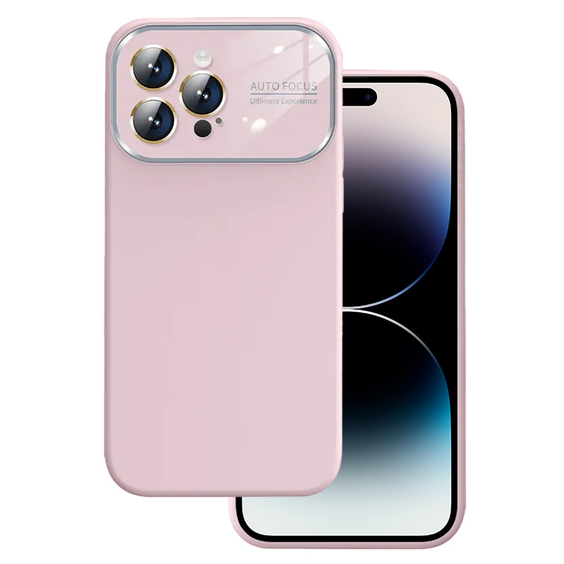 Pehmeä silikonisuojakuori linssillä iPhone 14 Pro:lle - vaaleanpunainen