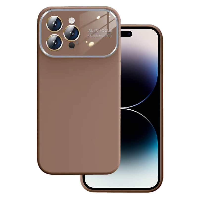 Pehmeä silikonisuojakuori linssillä iPhone 14 Pro Max:lle - ruskea