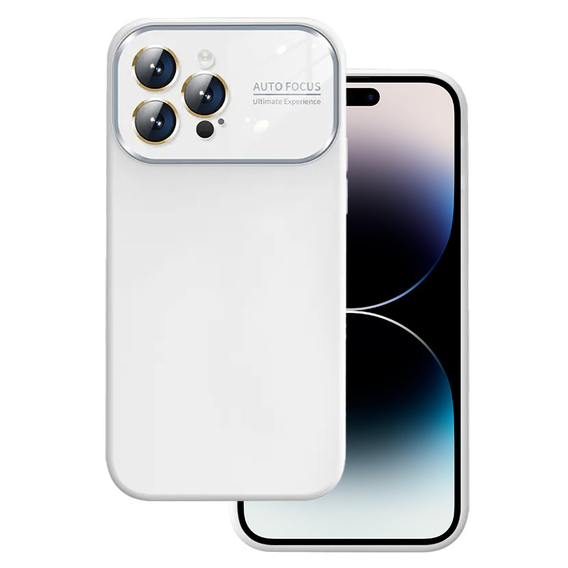 Pehmeä silikonisuojakuori linssillä iPhone 15 Plus:lle - valkoinen