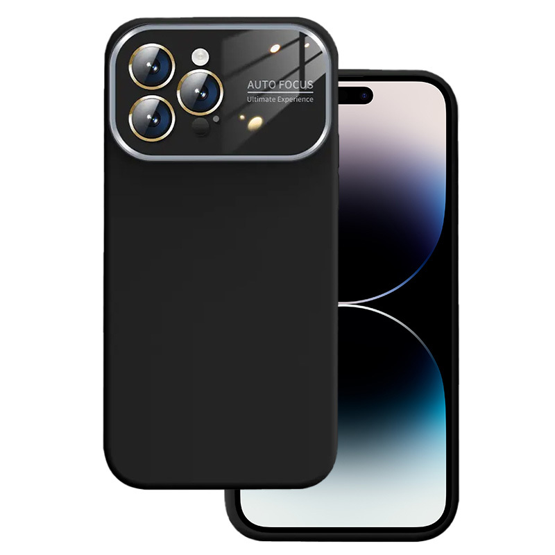 Pehmeä silikonisuojakuori linssillä iPhone 15 Plus:lle - musta
