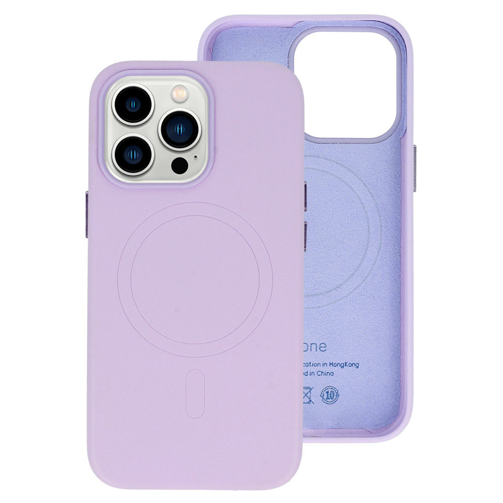 MagSafe nahkainen Suojakuori iPhone 15 Plus violetti