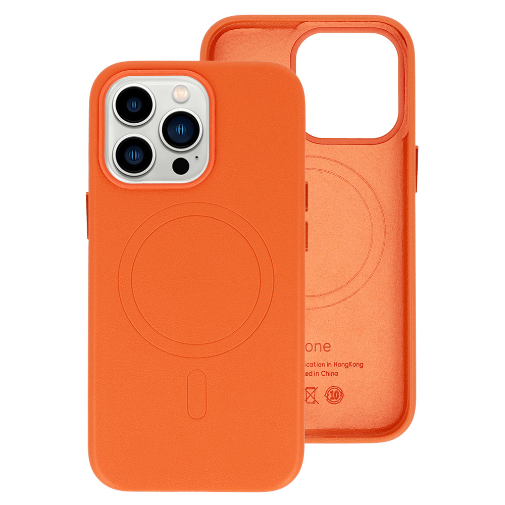MagSafe nahkainen Suojakuori iPhone 15 Plus oranssi