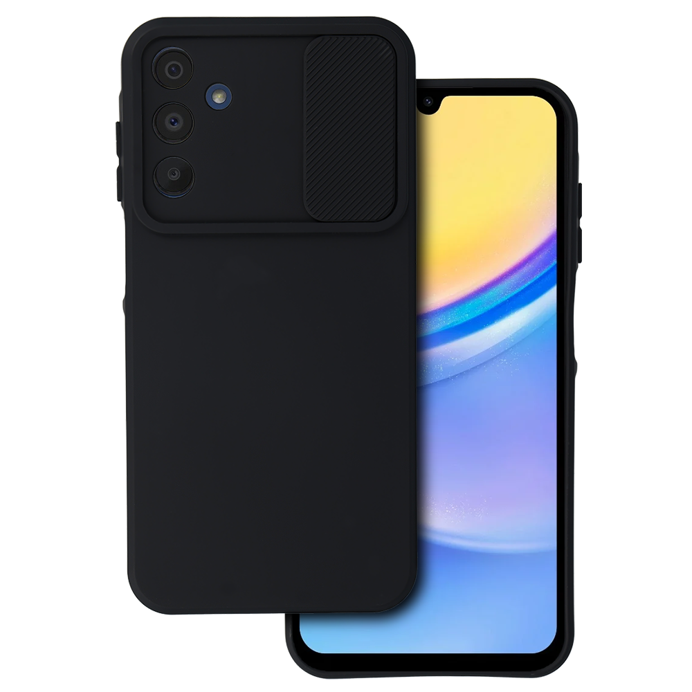Camshield Soft Suojakuori Samsung Galaxy A15 4G/5G:lle musta