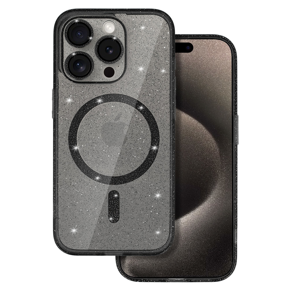 Glitter MagSafe Suojakuori iPhone 12 Pro:lle musta kirkas