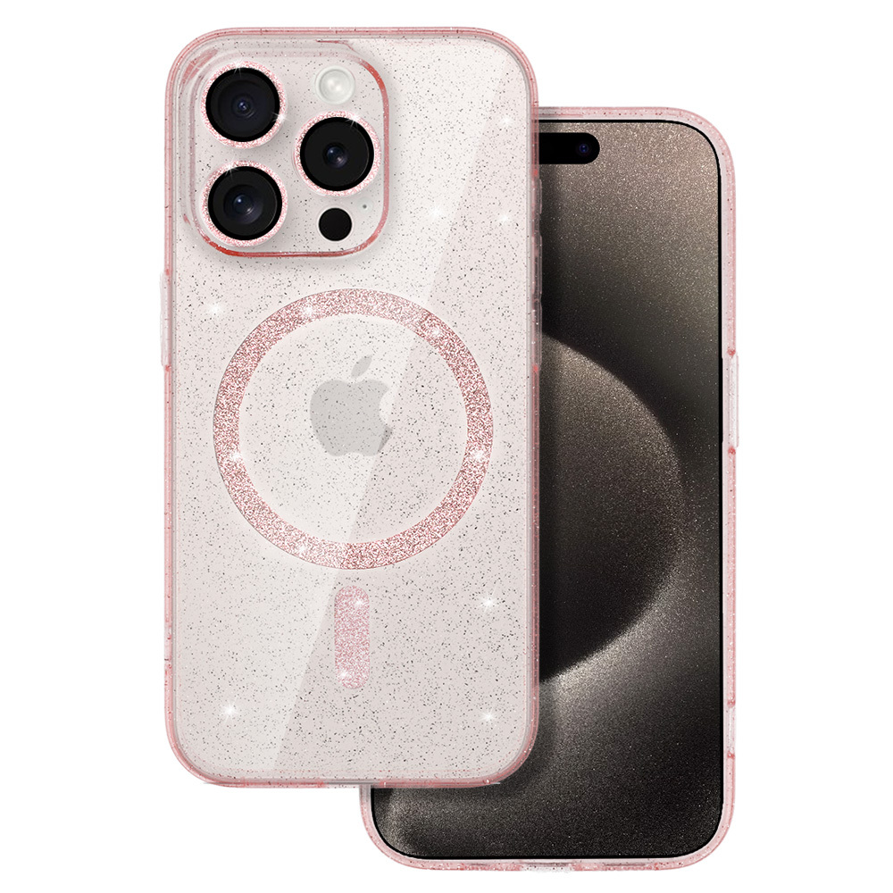 Glitter MagSafe Suojakuori iPhone 12 Pro:lle vaaleanpunainen kirkas