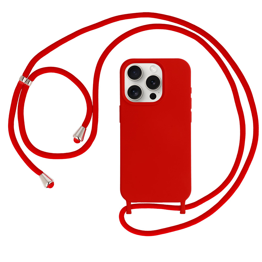 Hihnasilmukkakuori silikoni iPhone 13 Pro Max:lle malli 1 punainen