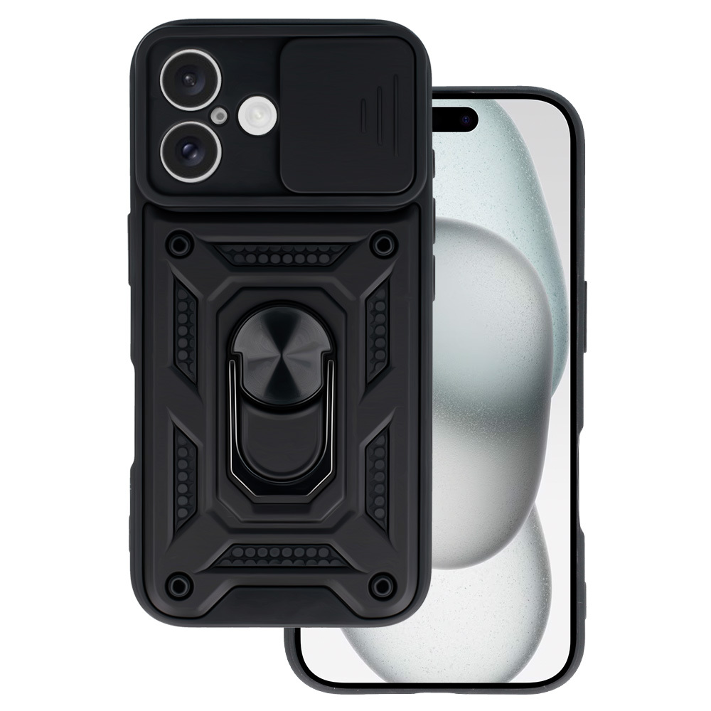 Slide Camera Armor Suojakuori iPhone 16:lle - musta