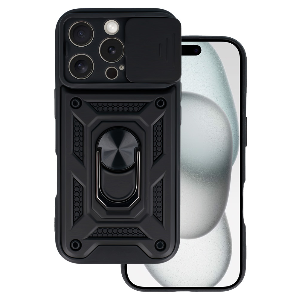 Slide Camera Armor Suojakuori iPhone 16 Pro:lle - musta