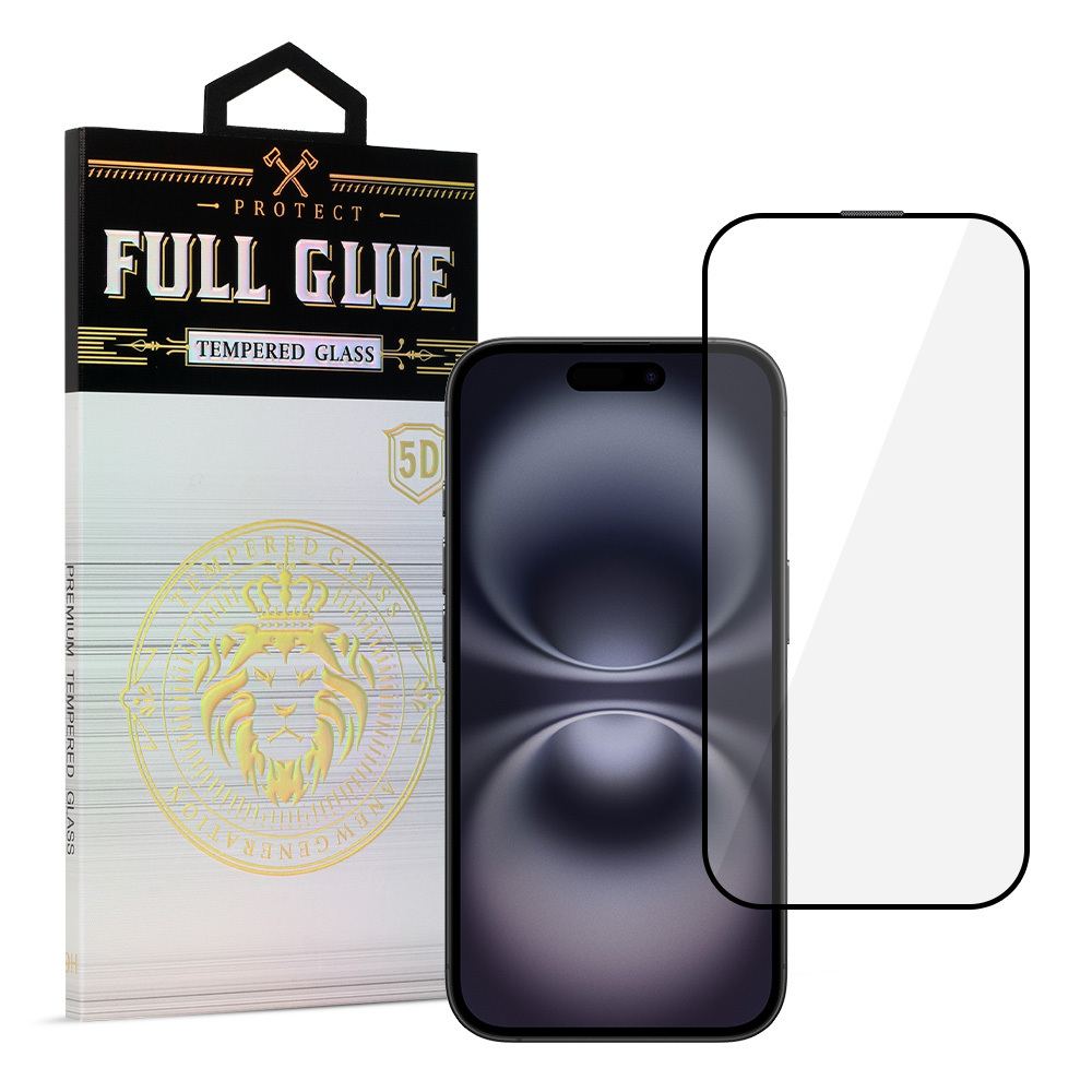 Tempered Glass HARD Full Glue 5D for IPHONE 16 BLACK