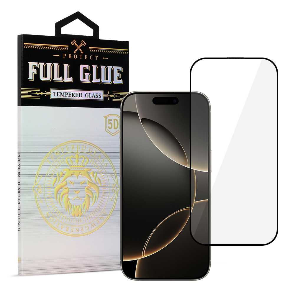 Tempered Glass HARD Full Glue 5D for IPHONE 16 PRO/17 BLACK