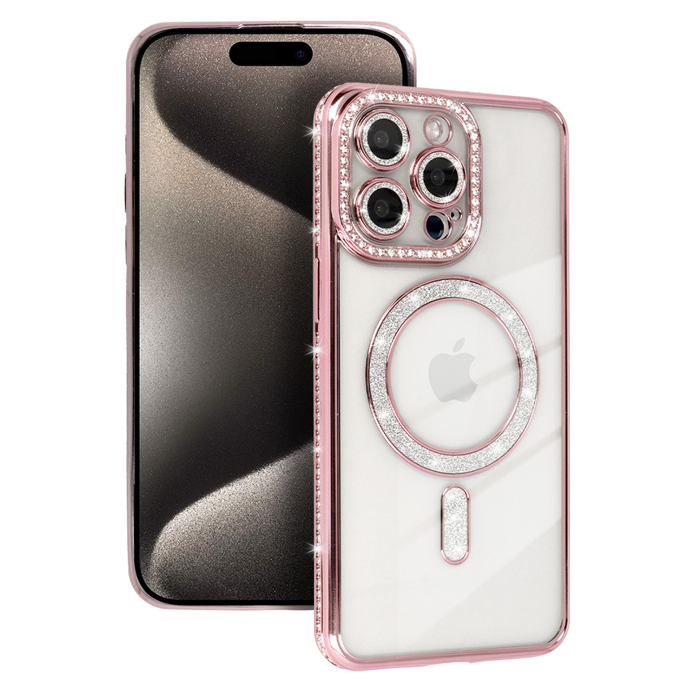 Bling Magsafe Suojakuori Iphone 16:lle vaaleanpunainen