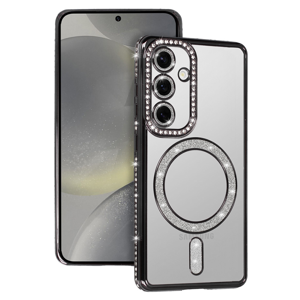 Bling Magsafe Suojakuori Samsung Galaxy S24 musta