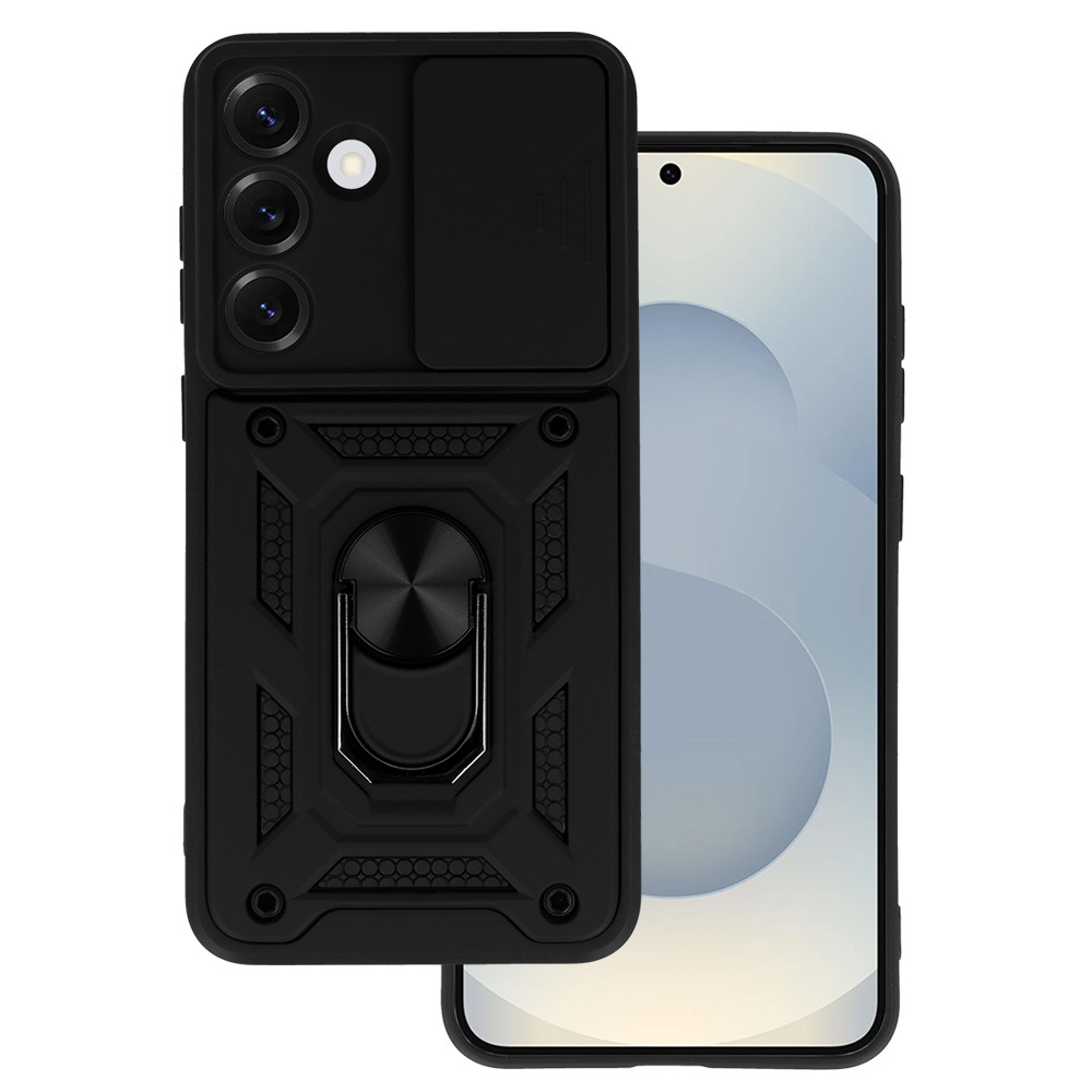 Slide Camera Armor Suojakuori Samsung Galaxy S25:lle musta