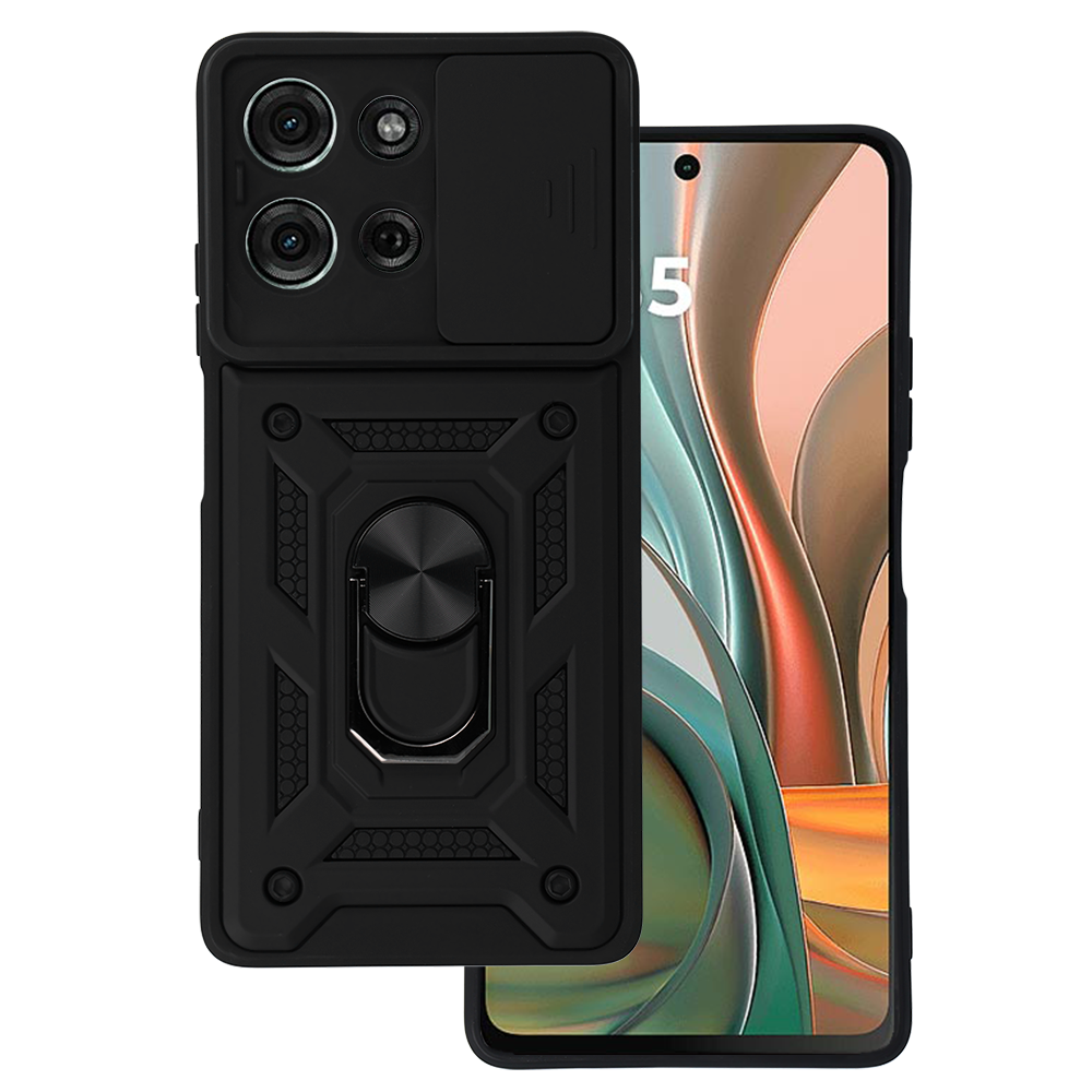 Slide Camera Armor Suojakuori Motorola Moto G75 5G:lle musta