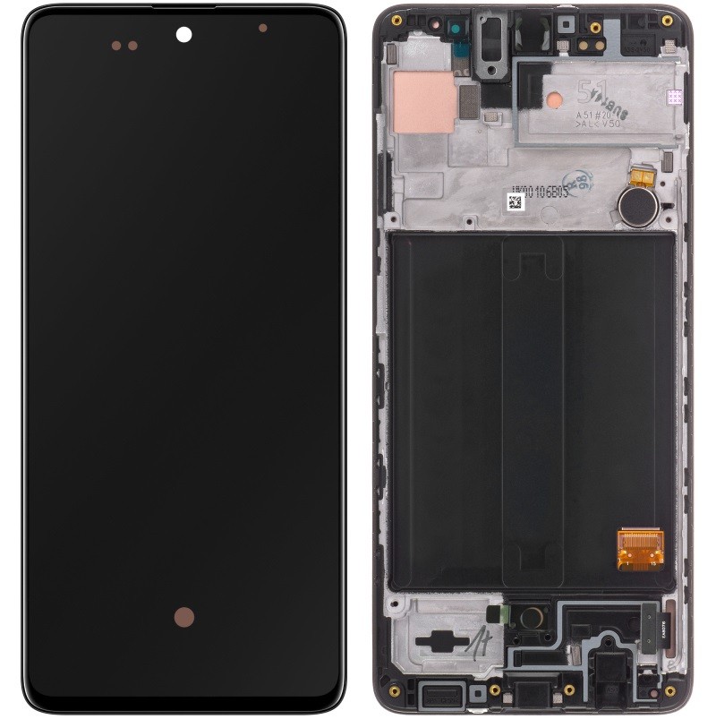 LCD screen Samsung A515 A51 with touch screen and frame original Black (assembled service pack)