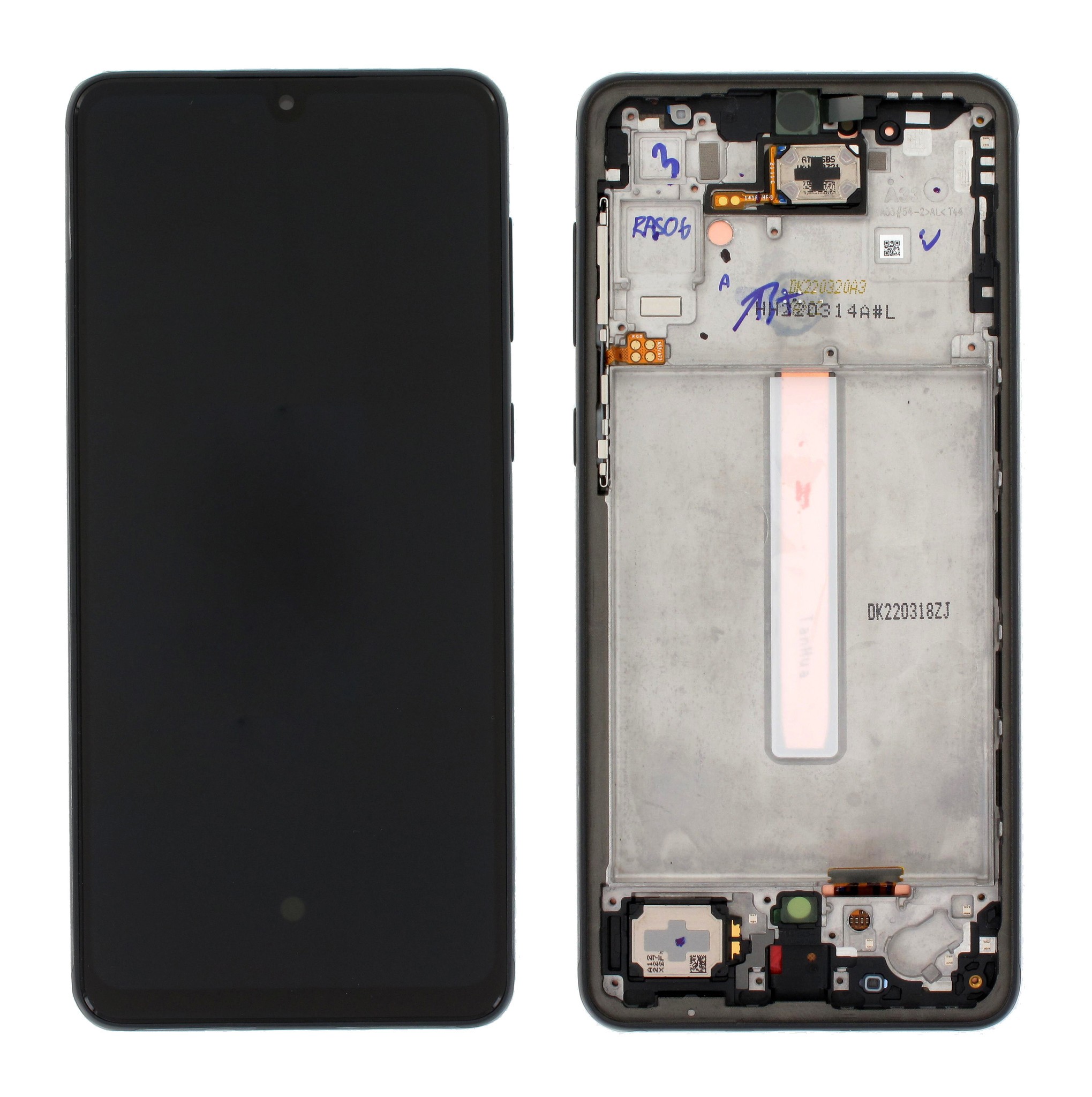 LCD-näyttö Samsung A336 A33 5G kosketusnäytöllä ja kehyksellä alkuperäinen Awesome Black (koottu service pack)