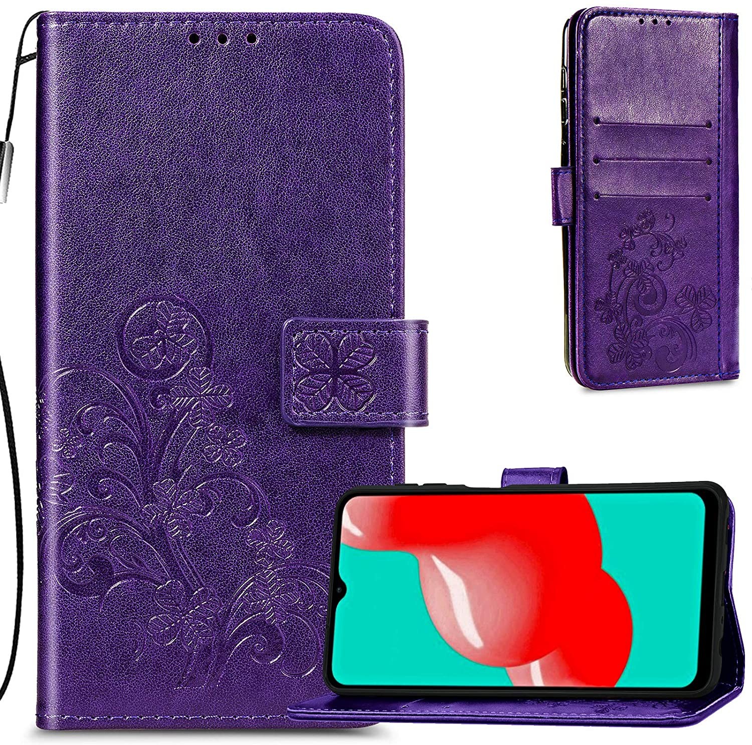 Samsung A057 A05s Flower Book Suojakuori violetti