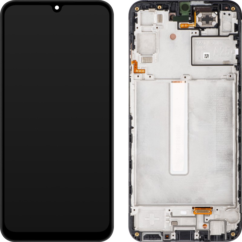 LCD-näyttö Samsung A256 A25 5G kosketusnäytöllä ja kehyksellä alkuperäinen musta (service pack)