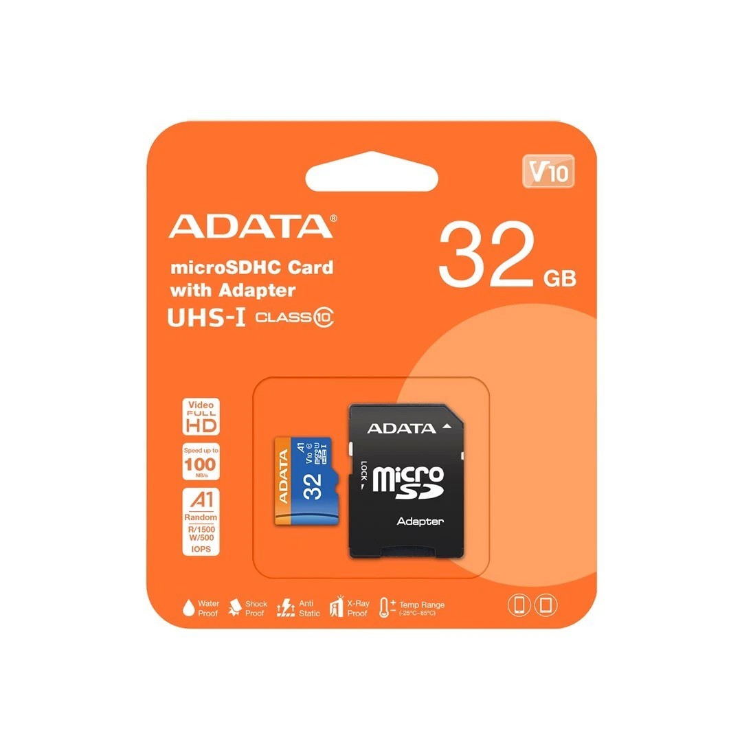 ADATA 32GB Micro SDHC V10 85MB/s muistikortti + SD-sovitin