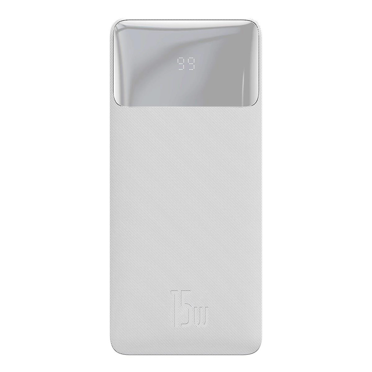 Baseus Bipow Varavirtalähde näytöllä 10000mAh 15W valkoinen + USB-A - Micro USB Kaapeli 0.25m valkoinen