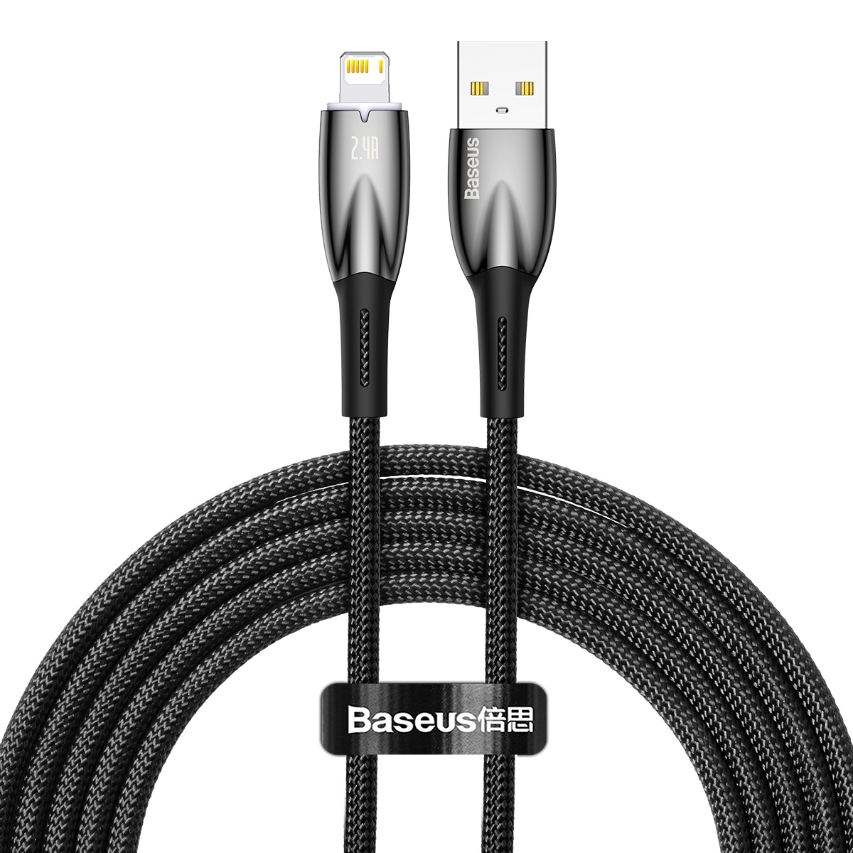 Baseus Glimmer USB Lightning kaapeli 2.4A 2m (musta)