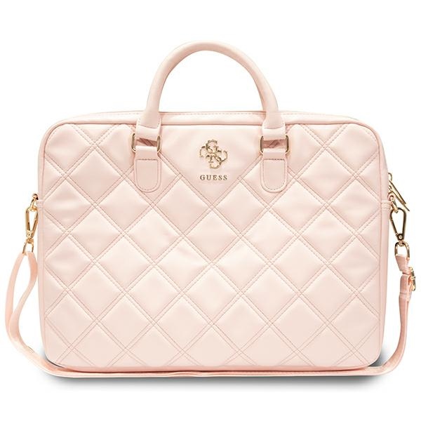 Guess Quilted 4G bag for a 16" laptop - pink