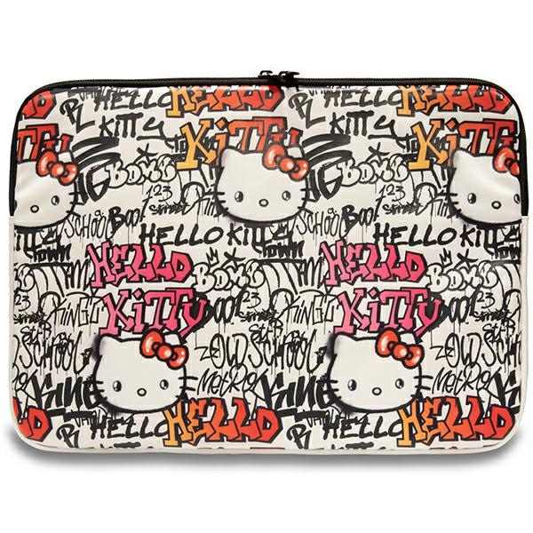 Hello Kitty PU Metal Logo suojakotelo 14 tuuman kannettavalle - beige