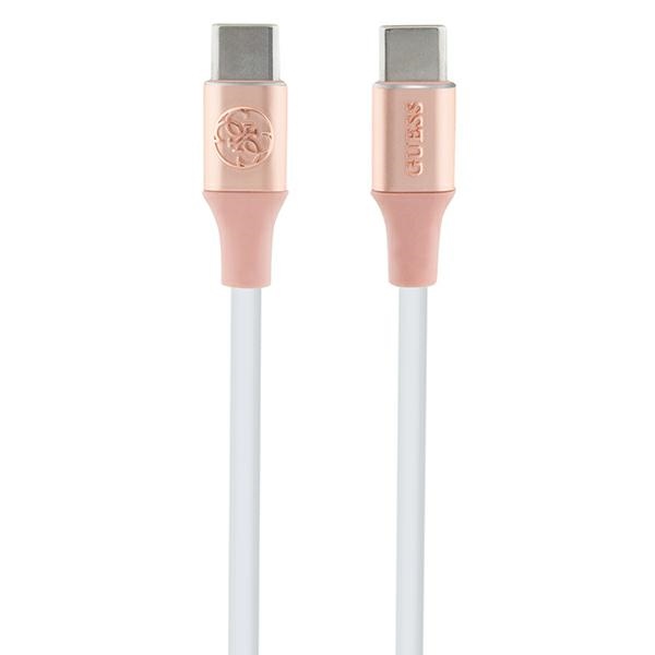 Guess Ebossed Logo USB-C / USB-C Kaapeli 1.5m Pikalataus - vaaleanpunainen