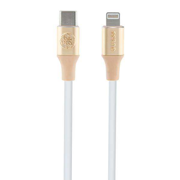 Guess Ebossed Logo USB-C / Lightning kaapeli 1.5m pikalatuuksella - kultainen