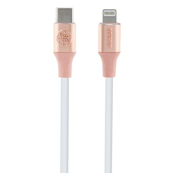 Guess Ebossed Logo USB-C / Lightning -kaapeli 1,5 m pikalaturi - vaaleanpunainen