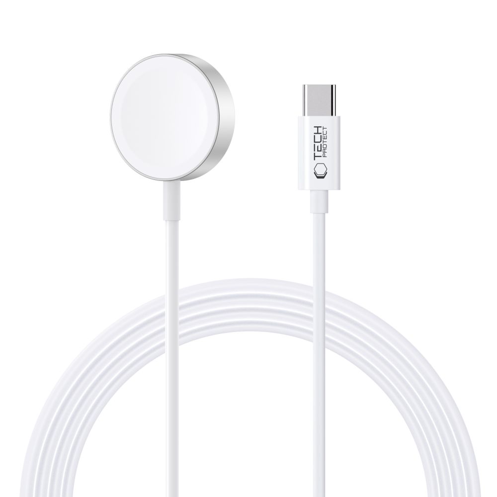 Tech-Protect UltraBoost magneettinen induktiivinen laturi USB-C -liittimellä Apple Watchille 1.2m - valkoinen