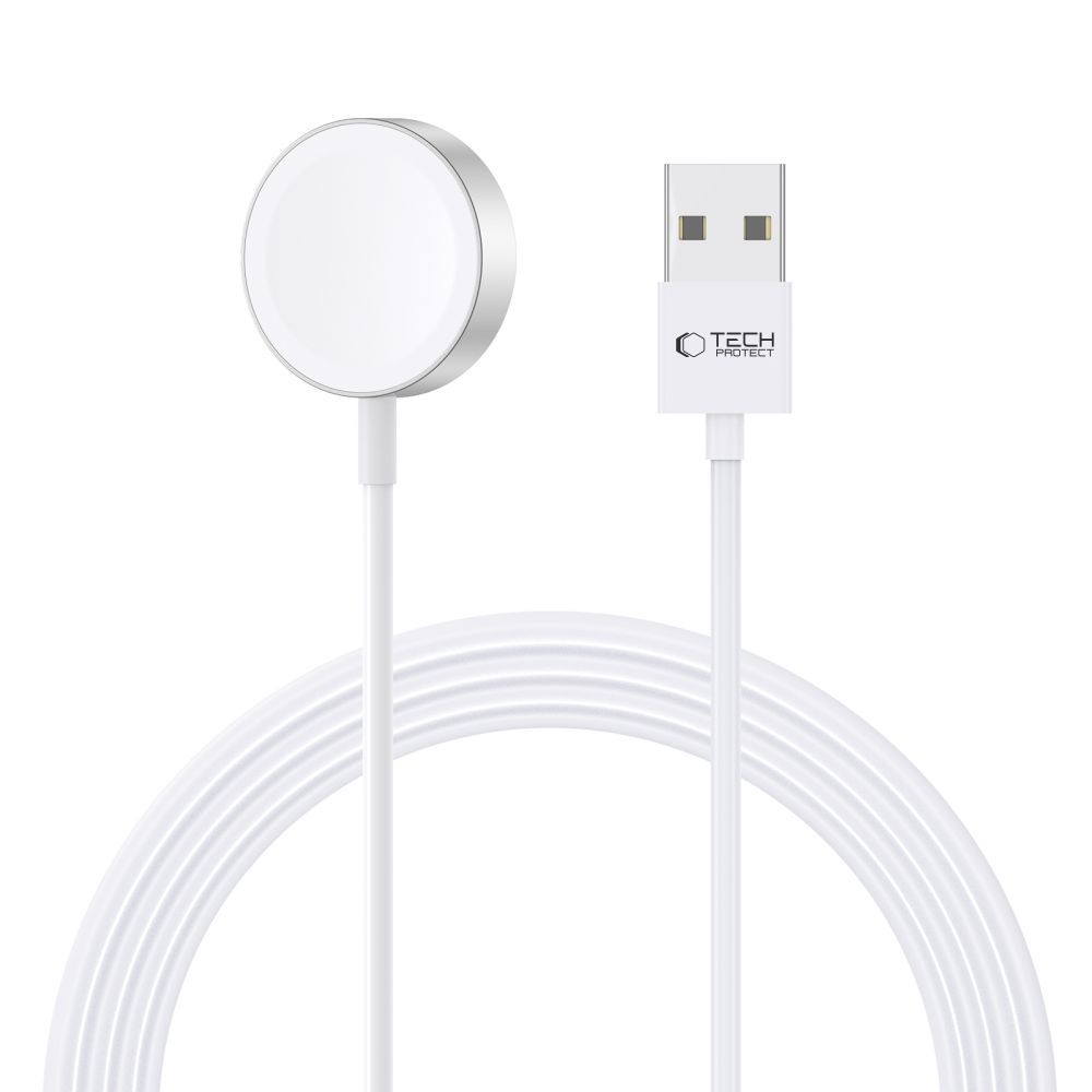 Tech-Protect UltraBoost magneettinen induktiivinen laturi USB-A -liittimellä Apple Watchille 1.2m - valkoinen