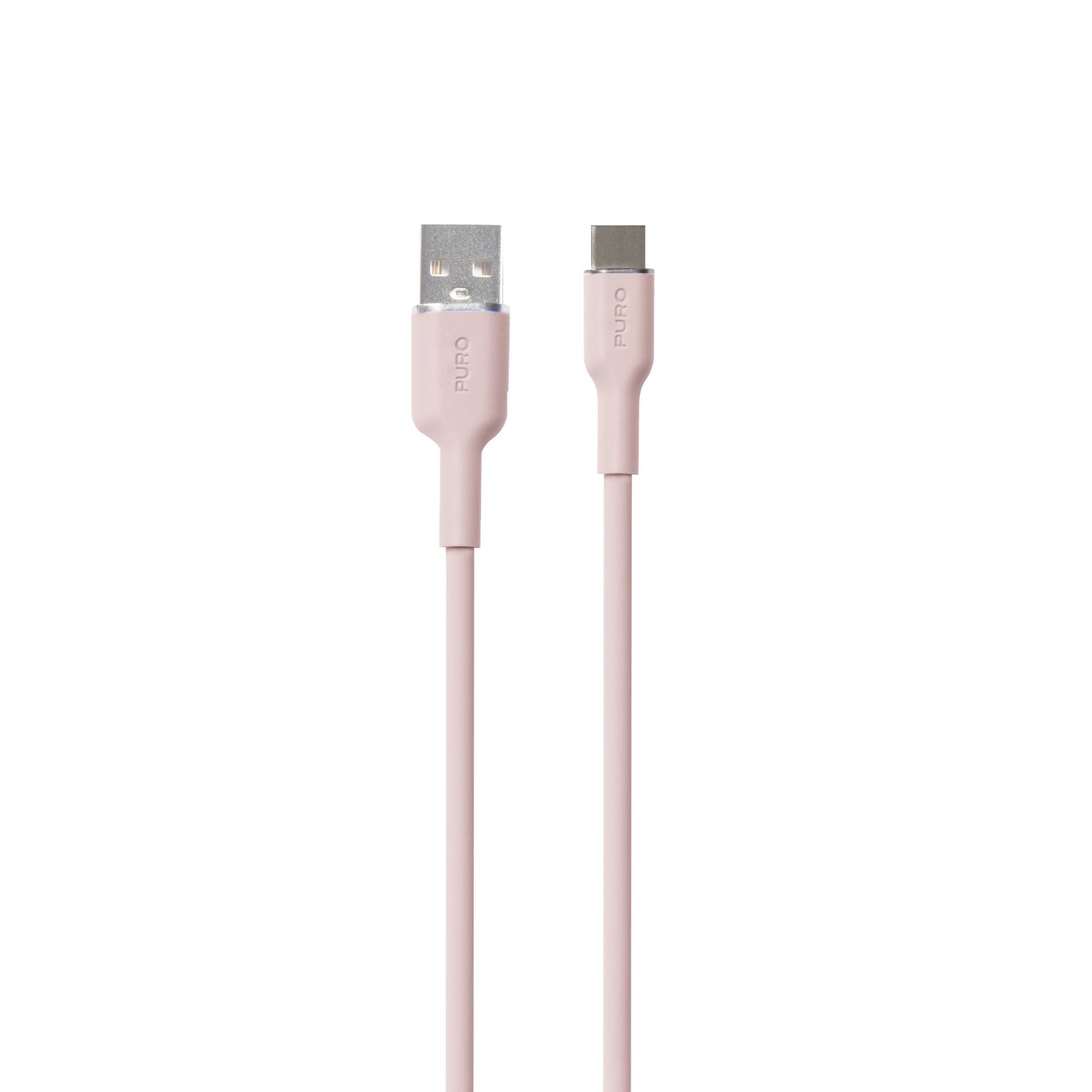 Puro Soft USB-A - USB-C Kaapeli 1.5m - vaaleanpunainen